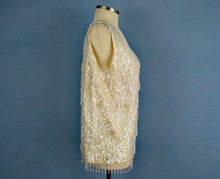 Load image into Gallery viewer, 1950s Cream Wool Sweater Sequins Dimensional Beading Sleeveless