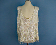 Load image into Gallery viewer, 1950s Cream Wool Sweater Sequins Dimensional Beading Sleeveless