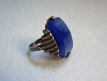 Load image into Gallery viewer, 1920s Sterling Art Deco Ring Blue Chalcedony