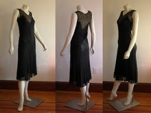 Load image into Gallery viewer, 1920s 1930s Silk Dress & Matching Bolero Bias Cut Illusion Lace XS Small