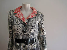Load image into Gallery viewer, 1960s MOD Coat Dress Black White Orange Silk Jordan Marsh