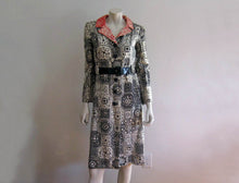 Load image into Gallery viewer, 1960s MOD Coat Dress Black White Orange Silk Jordan Marsh