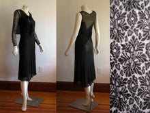Load image into Gallery viewer, 1920s 1930s Silk Dress & Matching Bolero Bias Cut Illusion Lace XS Small