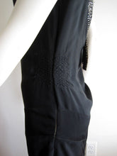 Load image into Gallery viewer, 1920s Art Deco Rhinestone Black Silk Dress Plunging Open Back Gown