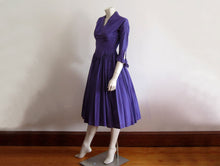 Load image into Gallery viewer, 1950s Purple Taffeta Party Swing Dress Madeleine Fauth