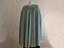 Load image into Gallery viewer, 1900s Edwardian Cape Blue Wool & Metal Lace with Bumble Bees Appliques