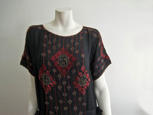 Load image into Gallery viewer, 1920s Beaded Silk Flapper Dress Red Glass Geometric Beadwork