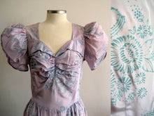 Load image into Gallery viewer, 1930s Flocked Velvet Lavender Satin Gown Mother of the Bride