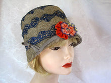 Load image into Gallery viewer, 1920s Cloche Hat 22" Embroidered Straw Cloche Hat