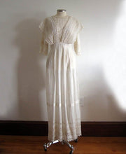 Load image into Gallery viewer, 1910s Edwardian Tea Dress Fine Lawn Fabric Schifli Lace Apron Overlay