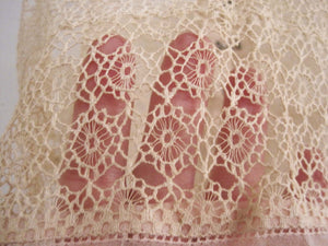 1920s Pink Silk Crepe Step-In Chemise Tenerife Lace Handmade Unworn & UNUSUAL