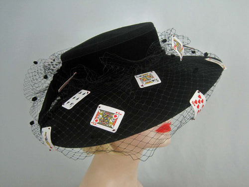 Stunning Custom Made Suzanne Millinery / 1980s Monte Carlo Black Wool Cartwheel Hat / Suzanne New York / 20