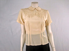 Load image into Gallery viewer, 40s Style Beige Silk Blouse Westminster Lace Hong Kong