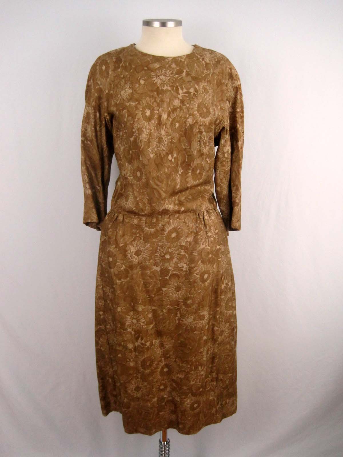 1960s Alper Schwartz Gold Silk Blouson Dress
