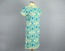 Load image into Gallery viewer, 1960s Mini Dress Laura Aponte Mod Geometric Knit Blue Wool 