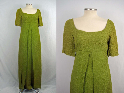 1960s Kiwi Matelassé Empire Maxi Dress