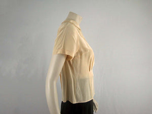 40s Style Beige Silk Blouse Westminster Lace Hong Kong