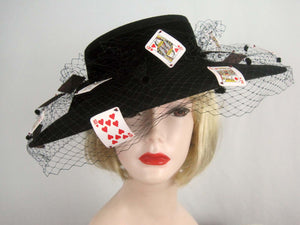 Stunning Custom Made Suzanne Millinery / 1980s Monte Carlo Black Wool Cartwheel Hat / Suzanne New York / 20"