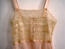 Load image into Gallery viewer, 1920s Pink Silk Crepe Step-In Chemise Tenerife Lace Handmade Unworn &amp; UNUSUAL