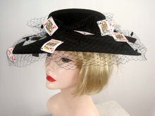 Load image into Gallery viewer, Stunning Custom Made Suzanne Millinery / 1980s Monte Carlo Black Wool Cartwheel Hat / Suzanne New York / 20&quot;