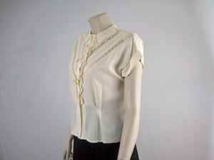 50s Beige Lace Blouse / Fashionality by Sidele Large