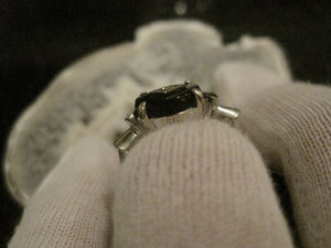 Beautiful Black Onyx Diamond Gold Ring Vintage Onyx Ring 10K White Gold