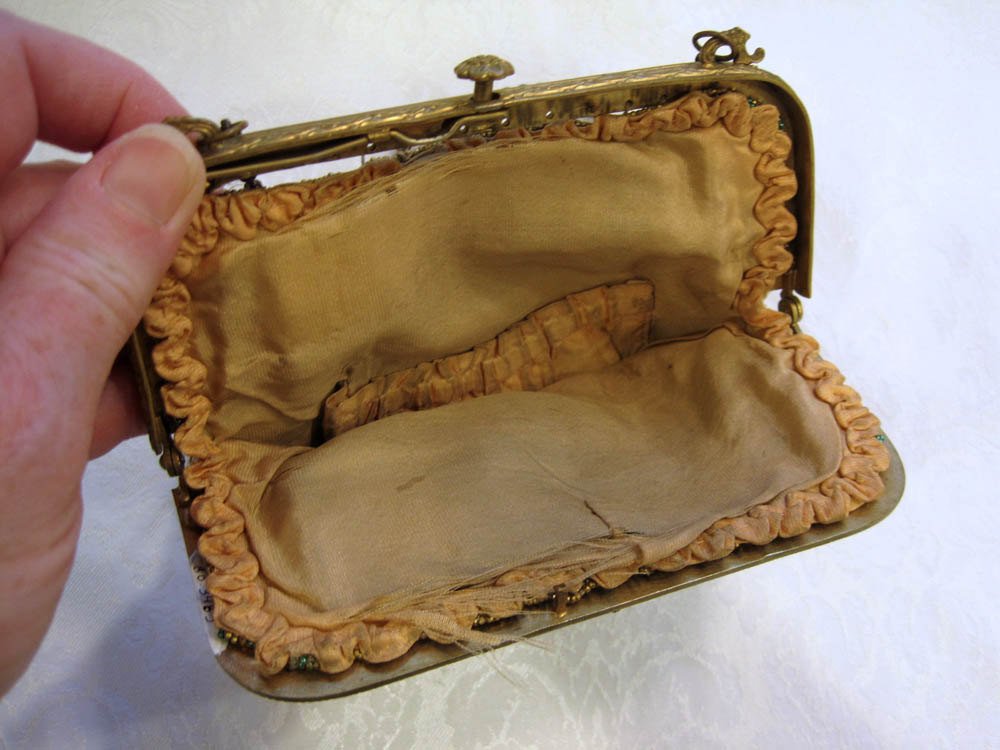 Hand Beaded Gold Clutch Art Deco Gold Purse 1920s Vintage 