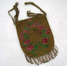 Load image into Gallery viewer, 1920s Beaded Flapper Purse Micro Bead Reticule Pink Roses
