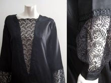 Load image into Gallery viewer, 1920s Silk Flapper Dress Black Illusion Lace