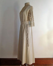 Load image into Gallery viewer, Edwardian Embroidered Wool Tea Gown Dress Irish Lace c1910