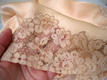 Load image into Gallery viewer, 1920s Flapper Lingerie Peach Satin Silk Tap Pants Alencon Lace