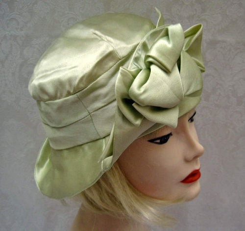 1920s Green Silk Cloche Hat Pastel Green DEADSTOCK Cloche 21