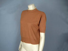 Load image into Gallery viewer, 1940s Cashmere Sweater Taupe Creamy White Intarsia Sweater