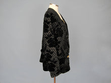 Load image into Gallery viewer, Antique Victorian Bodice Jacket Metal Lace Black Voided Velvet 1880s