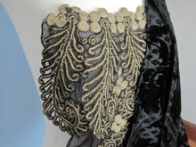 Load image into Gallery viewer, Antique Victorian Bodice Jacket Metal Lace Black Voided Velvet 1880s