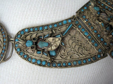 Load image into Gallery viewer, 1930s Tibetan Buddhist Ceremonial Collar Necklace Brass Turquoise Glass