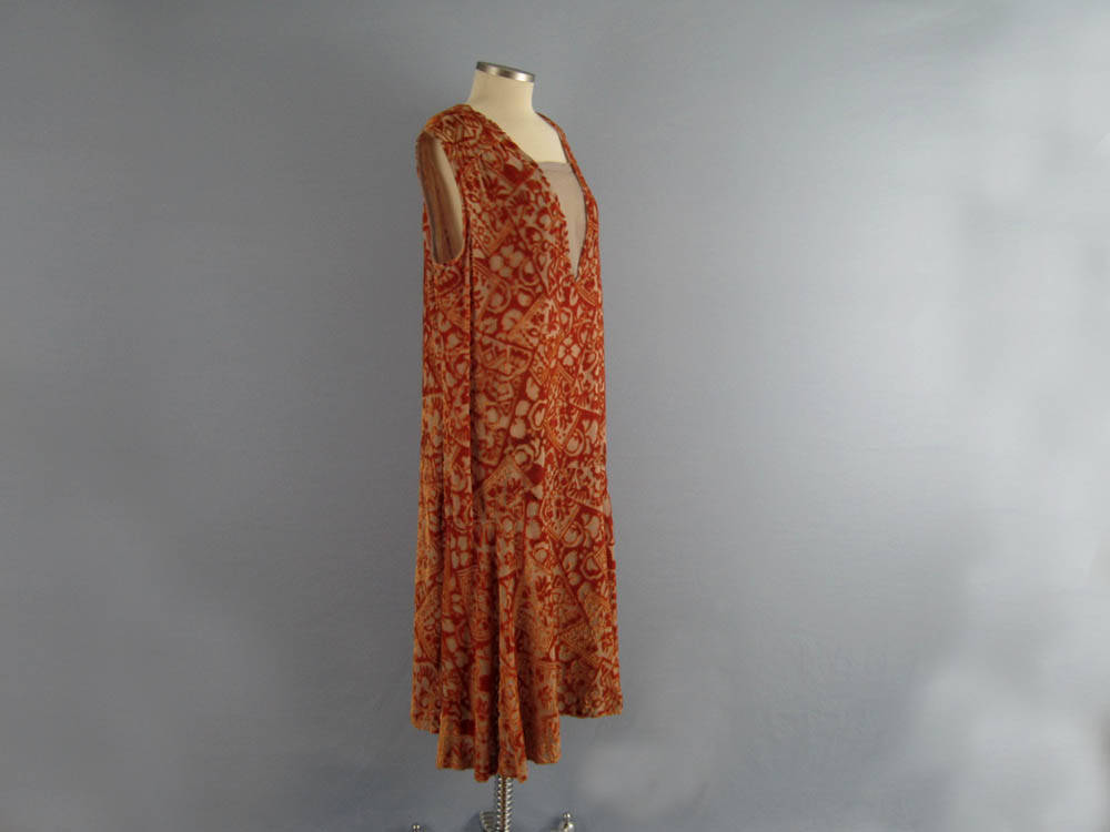 orange flapper dress Vintage 1920s copper silk satin beaded flapper dress Palm Beach Vintage