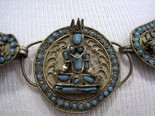 Load image into Gallery viewer, 1930s Tibetan Buddhist Ceremonial Collar Necklace Brass Turquoise Glass