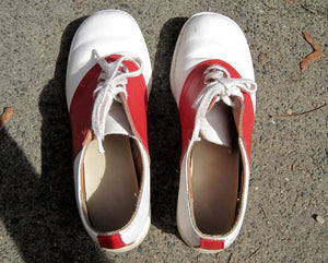 1950s Leather Saddle Shoes Red White Goodyear Welting