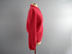 1950s Cardigan Sweater Hot Pink Wool Lofties by Lawrence
