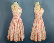 Load image into Gallery viewer, 1950s Jerry Gilden Pink Roses Bombshell Swing Dress