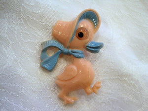 1940s Googly Eye Duck Pin Celluloid Early Plastic