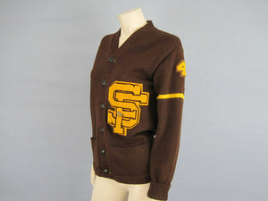 1940s Varsity Letterman Sweater Brown Wool Wil Wite Champion Award SF 41
