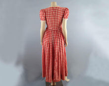 Load image into Gallery viewer, 1950s Swing Dress Red White Gingham Full Sweep Gown