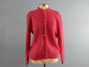 1950s Hot Pink Wool Cardigan Sweater Lofties by Lawrence