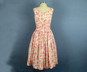 1950s Jerry Gilden Pink Roses Bombshell Swing Dress