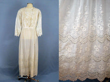 Load image into Gallery viewer, 1910s Edwardian Tea Dress White Broderie Anglais Gown SMALL