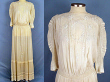 Load image into Gallery viewer, 1910s Edwardian Tea Dress Embroidered Gauze with Openwork