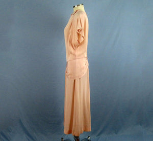 1940s Light Pink Crepe Dress WWII Era Dance Dress