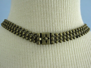 1940s Brass Ball Bead Necklace Multi Strand